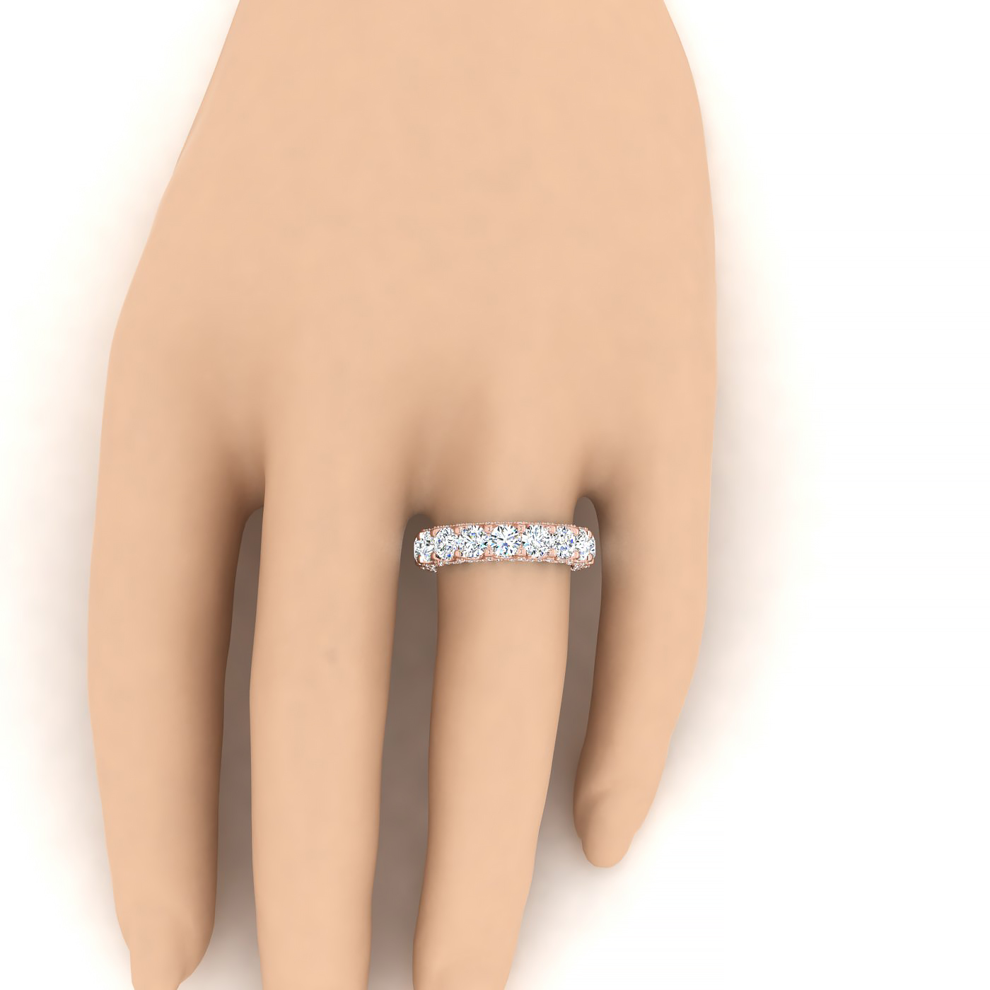 Round Shape Eternity Band with Pave Set Side Diamonds